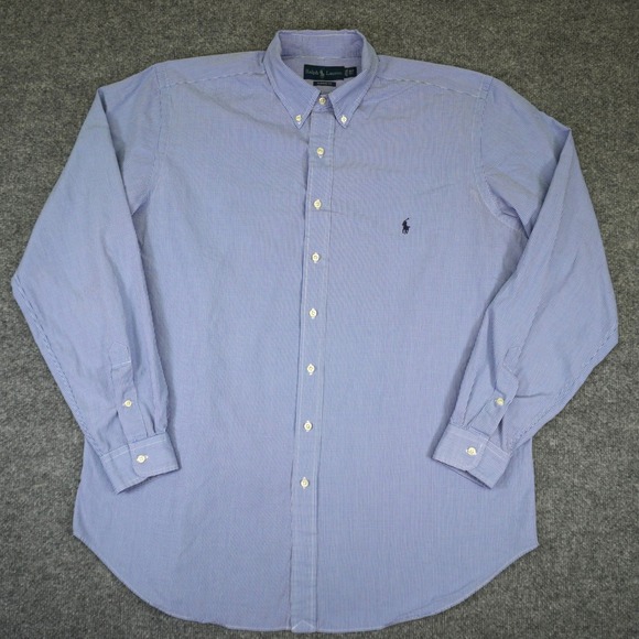 Ralph Lauren Button Down Shirt Mens XLT Blue Gingham Classic Fit Long Sleeve - Picture 2 of 11